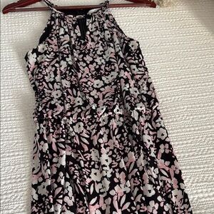 London Times Black and Pink Floral Wide Leg Jumpsuit